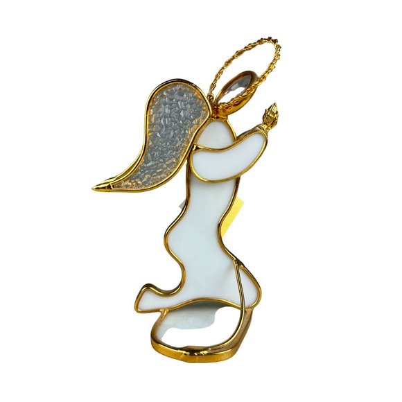 Stained Glass Angel of Love Figure 24K Gold Plated - Picture 4 of 6